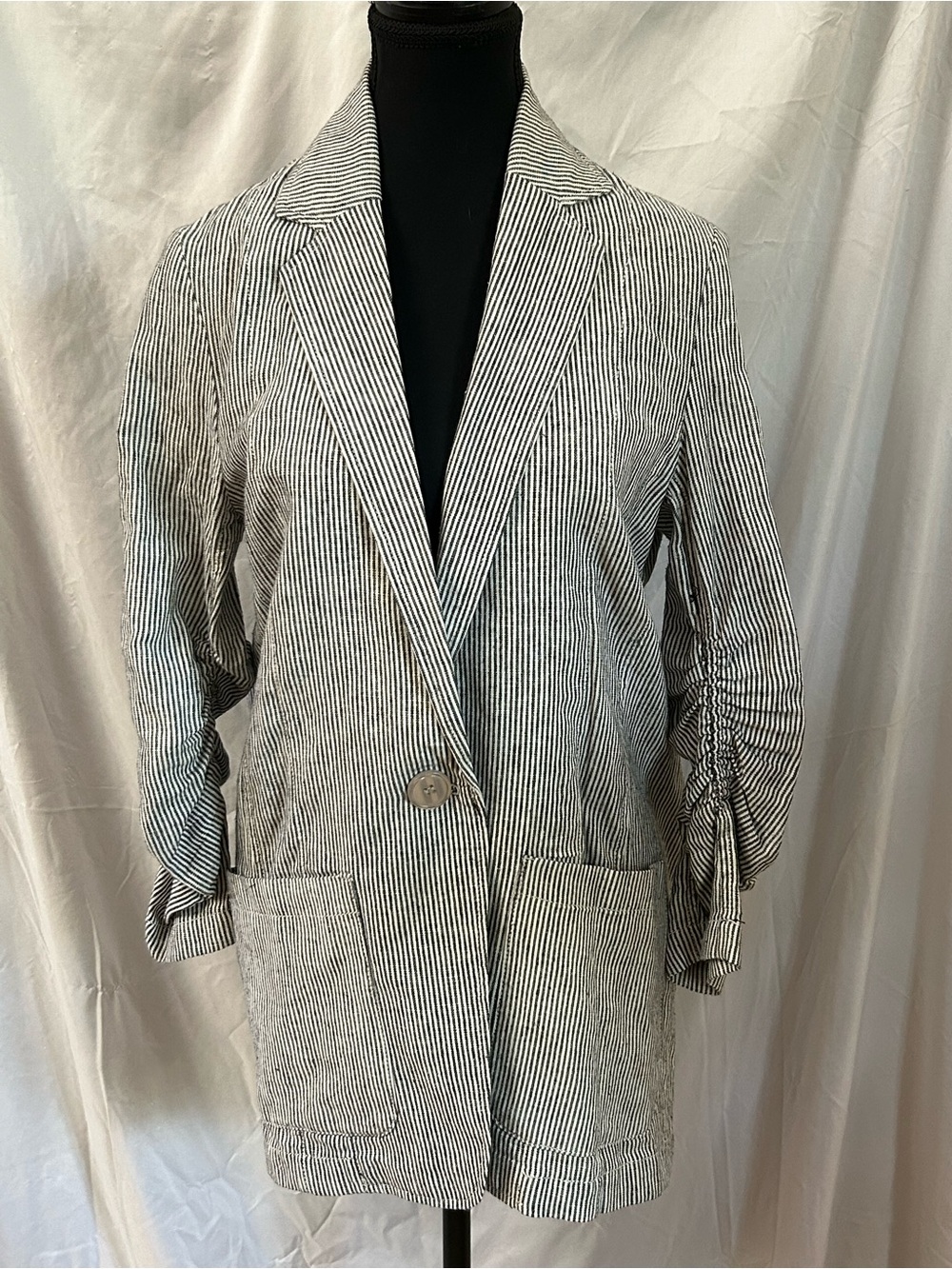 Max Studio Black and White Pinstripe Blazer